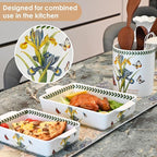 ACMLIFE Ceramic Casserole Dish for Oven, Floral Baking Dishes for Oven Lasagna Pan, Large Baking Dish with Handles, Durable and Oven Safe Pan, for Roasting and Baking, Gift Packaging 2 Pcs Set(13"x8"+10.3"x6.3") (Iris)