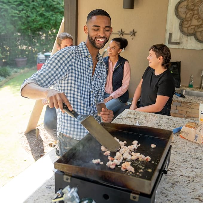 Razor Griddle GGT2160M 19 Inch Outdoor 1 Burner Portable LP Propane Gas Grill Griddle with Push Ignition for BBQ Cooking and Frying, Black