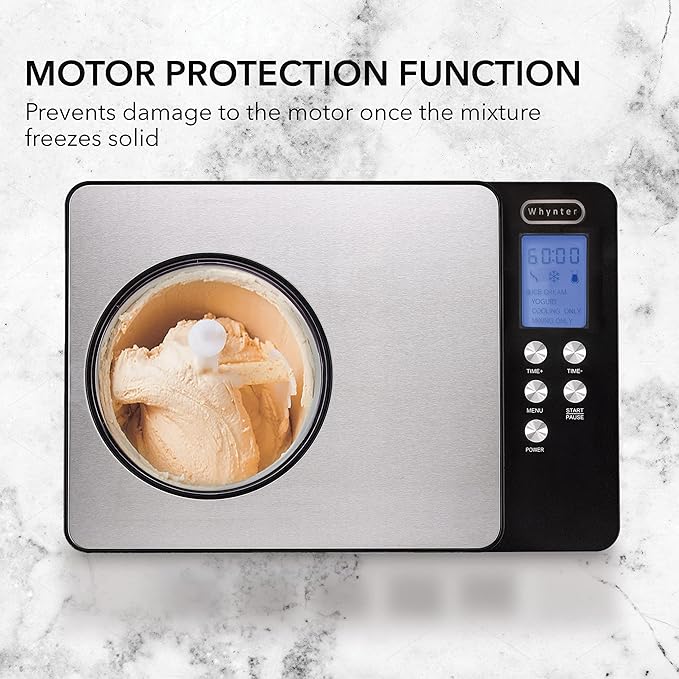 Whynter Ice Cream Maker Machine & Yogurt Automatic 2 Qt. with Built-In Compressor, LCD Digital Display & Timer, No Pre-Freezing, ICM-220SSY, Stainless Steel