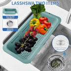 LASSHSWA Collapsible Colander and Strainer for Kitchen, Over the Sink Strainer Basket for Kitchen, Fruit Pasta Food Strainer Expandable Plastic Colander with A Sink Drain Strainer Stainless Steel