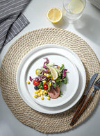 Onniyor Porcelain Dinner Plates Set, Round Dessert Salad Plates, 10 inch Serving Dishes, Scratch Resistant Flat Plates, Microwave, Oven, and Dishwasher Safe, Set of 6, White