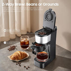 Grind and Brew Coffee Maker,Drip Coffee Maker with Grinder Built In,5-Cup Programmable Coffee Machine with Brew Strength,Warming Plate and Multiple Grind Levels for Home & Office