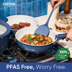 CAROTE 27pcs Ceramic Cookware Set Nonstick, Pots and Pans Set Non Stick, Non Toxic Cookware Detachable Handles, Dishwasher/Oven Safe, RV/Camping Cookware, Pan and Pot with Kitchen Utensils, Navy Blue