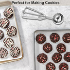 Cookie Scoop Set, Cookie Scoops for Baking Set of 3, Cookie Dough Scoops, Silver, Include Large/Medium/Small, for Cookies, Ice Cream, Muffin, Cupcakes, Truffles, Mashed Potatoes