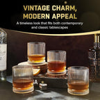 Crystal Old Fashioned Whiskey Glasses Set of 12, 12 Oz Ribbed Bourbon Glass, Ultra-Clarity Double Base Liquor Vodka rocks Cocktail Scotch Tumbler Bar Glasses Set