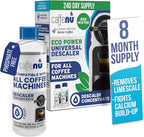 Universal Coffee Machine Descaling Solution. Coffee Machine Descaler Liquid 4 Uses. Descaler Kit. Part of your Barista Accessories Set. Compatible with Nespresso, Phillips, Lavazza, Verismo and More!