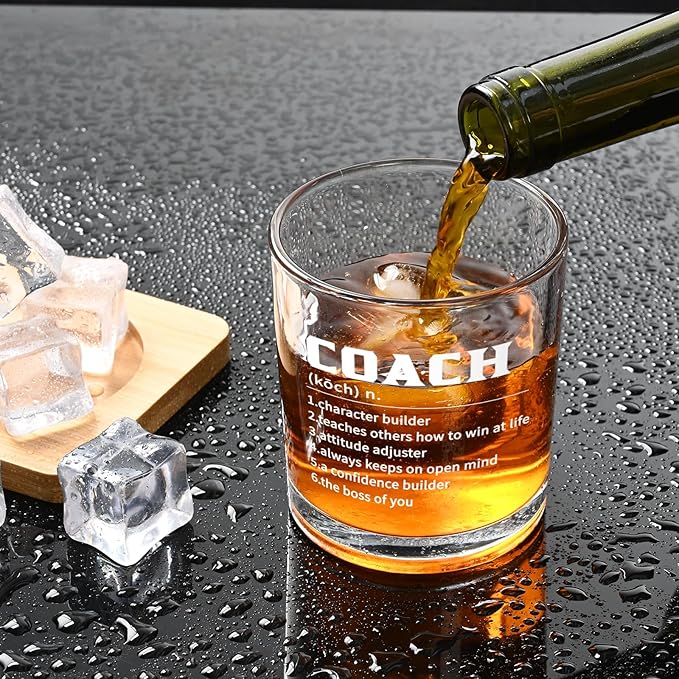 Futtumy Coach Definition Whiskey Glass, Coach Gifts for Men, Basketball Baseball Coach Gifts, Best Gift-idea for Soccer Softball Volleyball-Coach for Graduation Christmas Birthday