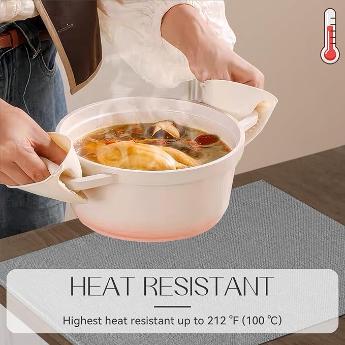 Romanstile Cloth Placemats Set of 8-12 x 18 Inch, Heat Resistant Double Layered Thickened Burlap Place Mats, Washable Faux Linen Farmhouse Table Mats for Kitchen/Dining/Party/Outdoor, Grey