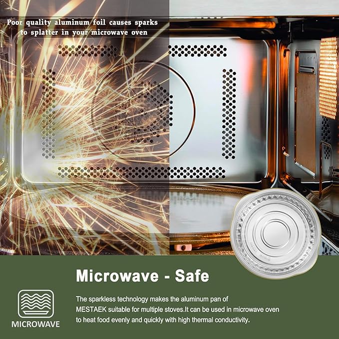 10.5" Aluminum Foil Pans with Integrated Handles and Snap-On Lids (10 pcs) | 2X Thickness Heavy-Duty Reusable Tin for Baking and Cooking