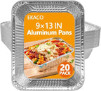 9x13 Aluminum Pans, Heavy Duty Disposable Aluminum Foil Pans, 20 Pack Disposable Pans, Thickened Disposable Trays Half Size Tin Pans Foil Baking Tray for Cooking, Meal Prep, Baking, Roasting, Chafing