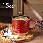 GBHOME 15OZ Stackable Coffee Mugs, Ceramic Coffee Cups with Texture Patterns for Man,Woman,Dad,Mom, Modern Coffee Mugs Set of 4 for Latte/Cappuccino/Cocoa. Dishwasher&Microwave Safe, Red