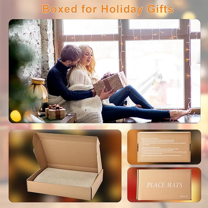 Beige Cloth Placemats Set of 6 - Easy to Clean Fabric Table Placemats - Machine Washable Placemats - Heat Resistant Non-Slip Table Mats (Beige, 6)