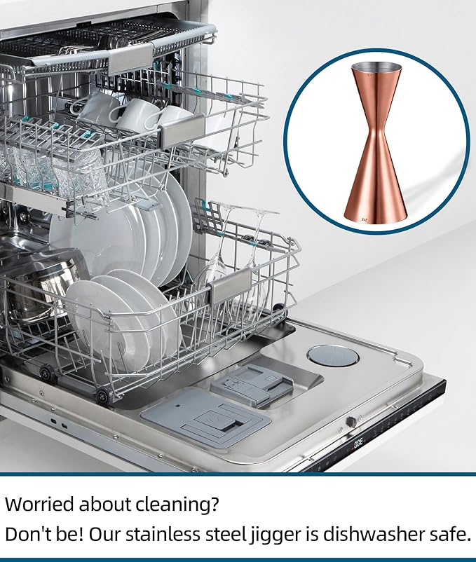 Slim Jigger for Bartending 8 Measurements Inside Cocktail Jigger 2 OZ 1 OZ Professional Duty Double Japanese Premium Food Grade Stainless Steel Bar Jigger Bartender Tool Accessories(Copper)