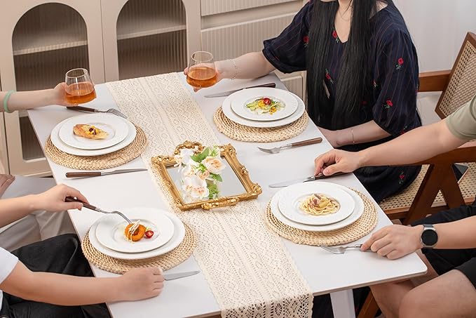 12-Piece Ceramic Dinnerware Set for 4 – Ceramic Plate and Bowel sets, Made by Kolin, Annealing, High Porosity and Density, Dense and Translucence (White)