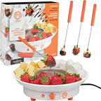 MasterChef Chocolate Fondue Maker- Xmas Party Must Have- Electric Dessert Fondue Pot Set w 4 Forks & Party Serving Tray- Melt, Warm Settings for Caramel, Cheese- Holiday Charcuterie Appetizers or Gift