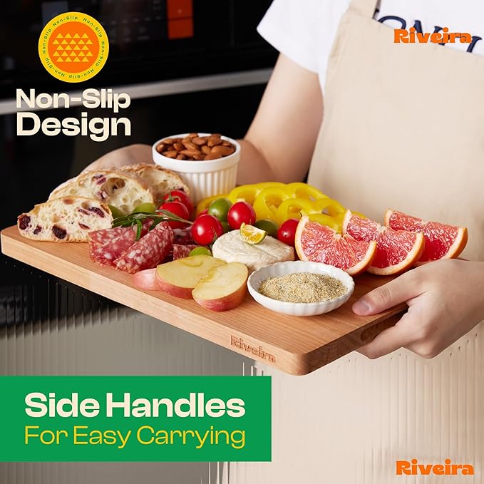 Riveira Cherry Wood Cutting Board – Versatile And Durable: Set Of 3 Pcs Rectangular Wooden Cutting Board – Natural Wooden Cutting Boards For Kitchen – Complete Cherry Wooden Chopping Board