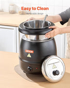 VEVOR Electric Soup Warmer, 10QT Commercial Soup Kettle with 304 Stainless Steel Detachable Insert Pot, 95~176°F Adjustable Temperature, Soup Station for Restaurant and Big Family, Black