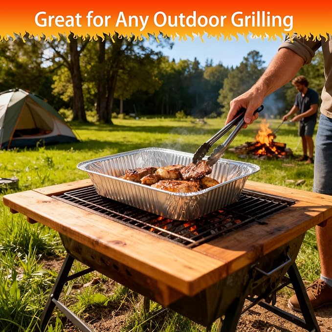 Aluminum Foil Pans with Lids 9x13 Disposable – Half Size Aluminum Foil Heavy Duty deep Turkey Roasting Pan, Tin foil Sheets Tray Chafing for Cooking, Baking, Storing, Food Prepping, 25 Pack