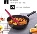 HOTEC Heat Resistant 600℉ BPA-Free Silicone Rubber Spatula Set, Kithchen Cooking Spatulas, Baking, Mixing, for Non Stick Cookware, Dishwasher Safe, Red Set of 5