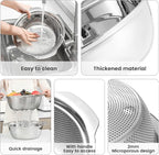 304 Stainless Steel Microporous Colander with Handle, Rice Washers Microporous Strainer Set For washing vegetables, fruits and rice, and draining cooked pasta.