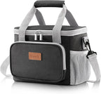 Lifewit Medium Lunch Bag Insulated Lunch Box Soft Cooler Cooling Tote for Adult Men Women, Gray and Black 12-Can (9L)