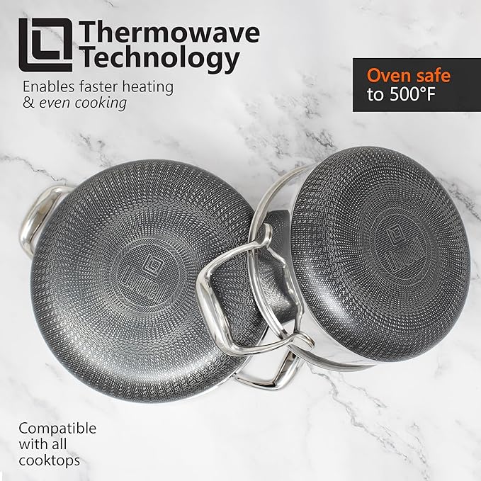 LIVWELL DiamondClad 3-Quart Hybrid Stockpot with Lid – Holiday & Christmas Home and Kitchen Gift – Stainless Steel Cookware Pot – Stockpot with Lid – Dishwasher Safe & PFOA-Free