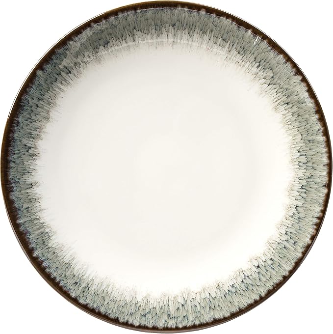 Sango Novelle 16-Piece Casual Moss Porcelain Dinnerware Set – Service for 4, Plates, Bowls & Mugs, Brown & Green Reactive Glaze, Microwave & Dishwasher Safe, for Everyday Dining & Entertainment