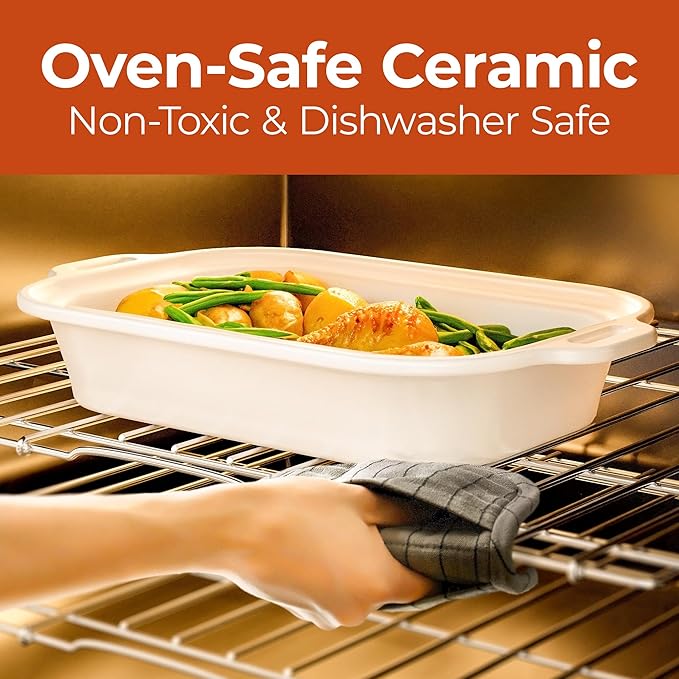 Magnifique 4 Quart Casserole Digital Slow Cooker, Premium Ceramic Bakeware for Oven, Dishwasher Safe Baking Dish,Black