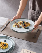 famiware Star Dinner Plates for 6, 10 inches Plate Set, Scratch Resistant, Stoneware Dinnerware, Kitchen Modern Rustic Serving Dishes, Smoky Blue