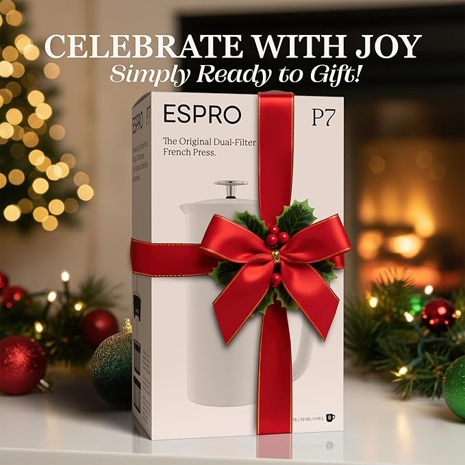 ESPRO P7 French Press Coffee Maker - Double-Walled Stainless Steel Insulated with Micro-Filter, 32 Ounces, Matte White