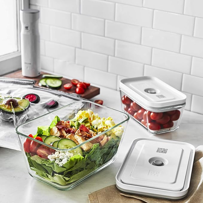 ZWILLING Fresh & Save 32pc Vacuum Starter Set, Vacuum Sealer Machine Set, Sous Vide Bags, Meal prep, Airtight Food Storage Containers Glass