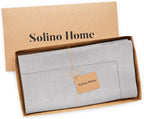 Solino Home Soft Grey Linen Tablecloth 52 x 52 Inch - 100% Pure Linen Square Table Throw - Classic Hemstitch, Machine Washable Table Cloth for Summer, Fall, Autumn