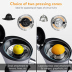 Electric citrus juicer with high juice yield | Orange juicer squeezer 200W + 2 cones I Exprimidor de limones electrico Small juicers machine mini for citrus lemon Esprimidoras naranjas jugo