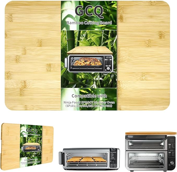 GCQ 17.8" × 12" Bamboo Cutting Board for Ninja Foodi SP101 SP201 SP301 SP351 DCT401 DCT402 Smart Oven Countertop Convection Toaster Oven With Non-Skid Silicone Feet,100% Organic Bamboo