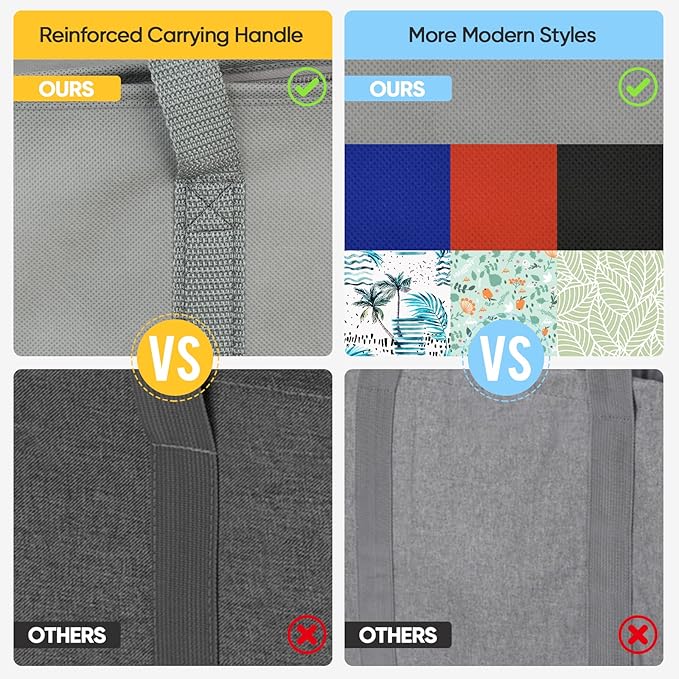 BALEINE 2Pk Insulated Reusable Grocery Bags, Collapsible Cooler Bag for Groceries, Heavy Duty Large Insulated Bag (16''x9''x13'', Urban Gray)