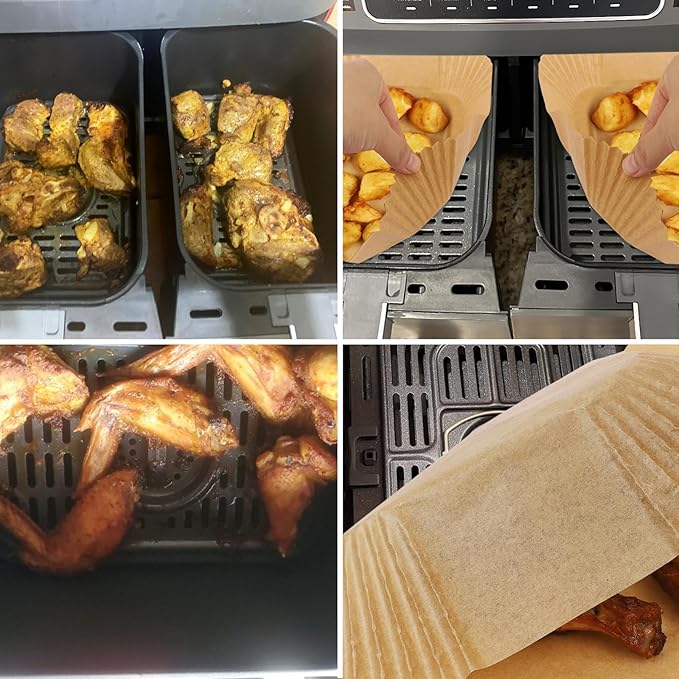 Air Fryer Liners Disposable 150Pcs for Ninja Foodi DZ071 7-Qt/11-Qt/Instant 9 Qt Dualzone Flex Basket Air Fryer,100Pcs Small Airfryer Liners for Dualzone Flexbasket & 50Pcs Air Fryer Parchment Paper