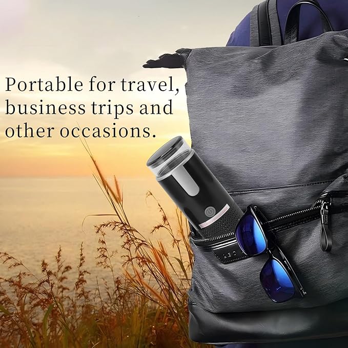 AUNMAS Portable Coffee Machine Travel, Car Espresso Maker Handheld Coffee Maker Manually Operated for Camping Hiking Electric Espresso Machine Compatible for Capsules