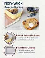 LeGourmet Nonstick Bread Loaf Pan 9 X 5 Inch, Ceramic Coating, Non-Toxic, Rust Resistant Aluminized Steel, Perfect 1 lb Baking Dish for Meatloaf, Pound Cake & Brownie (Butter)