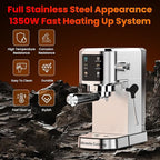 Espresso Machine 20 Bar,Touchscreen Espresso Maker with Steam Milk Frother, Stainless Steel Expresso Coffee Machine for Home with Removable Water Tank for Cappuccino Latte,Cold Brew,Long Coffee