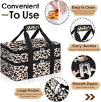 Double Insulated Casserole Carrier, Portable Casserole Carrier for Hot or Cold Food Lunch Tote Warmer or Cooler Bag, Lasagna Lunch Bag for Potluck Parties- Fits 9" x 13" Baking Dish-Leopard