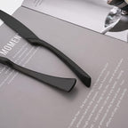 Luxury Silverware Set Flatware Cutlery 18/10 Stainless Steel Matte Polishing Metal Utensils Set Group Service for 1, 6-piece, Black