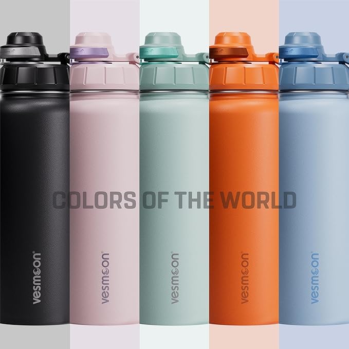 Vesmoon Vessence 32 Oz Stainless Steel Tea Infuser Bottle for Loose Leaf Tea, Water, Herbs, Fruits - Triple Layered Insulated, Leak Proof Bottle with Lid and Clip Handle - 24 Hours Hot/Cold