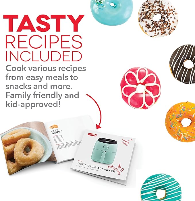 DASH Tasti-Crisp™ Electric Air Fryer Oven, 2.6 Qt., Grey – Compact Air Fryer for Healthier Food in Minutes, Ideal for Small Spaces - Auto Shut Off, Analog, 1000-Watt