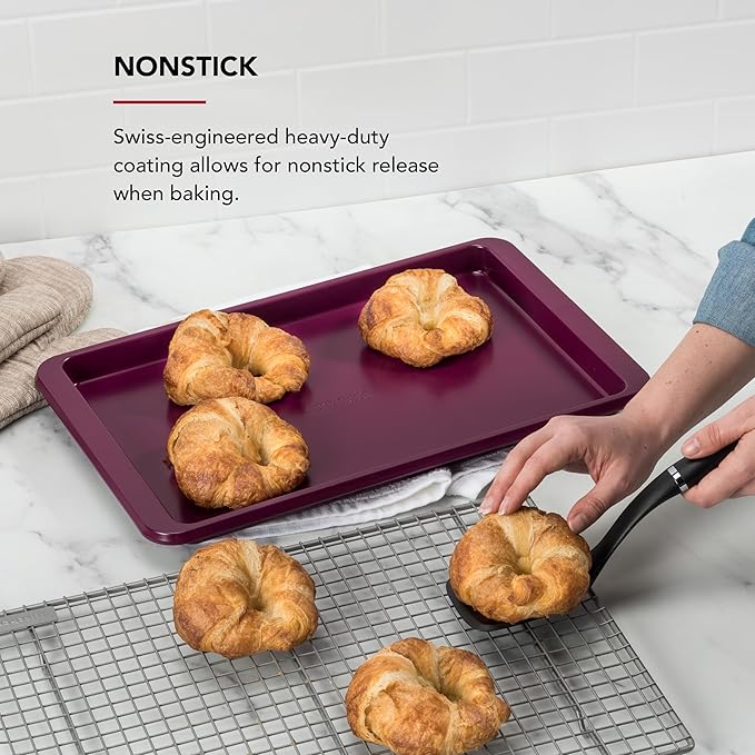 KitchenAid 10x15in Nonstick Aluminized Steel Baking Sheet, Beetroot