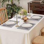 Romanstile Vinyl Placemats Set of 6-12 X 18 Inch - Heat Resistant Non-Slip Embossed Floral Place Mats 100% Waterproof Oilproof Wipeable Faux Leather Table Mats for Kitchen/Dining/Party, Grey