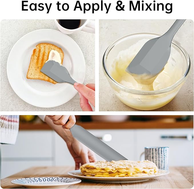 barsone Spatulas Silicone Heat Resistant, Food Grade Rubber Spatula Set for Cooking, Baking, Stirring Heat Resistant 446°F Spatulas for Nonstick Cookware Dishwasher Safe BPA Free Multicolor Set of 5