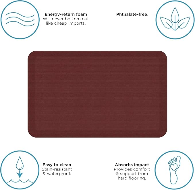 GelPro Designer Comfort Grasscloth Crimson Ergo-Foam Anti-Fatigue Kitchen Floor Mat, 20"x32"