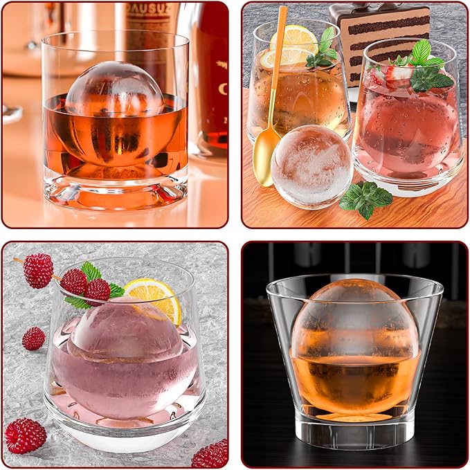 6 Chamber 2.2" 3D Round Ball Ice Cube Tray With Funnel,Large Circle Ice Ball Maker Mold Silicone Fun Shapes Bourbon Sphere Ice Cube Molds,For Chilling Whiskey,Cocktails,Bourbon,Brandy and Beverages