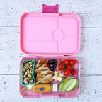 Yumbox Tapas Leakproof Bento Box, Lunch box for women, Teens and Kids, Large size, 4 compartment tray with large section for sandwich, salads plus sides and dip well (Capri Pink - Rainbow)
