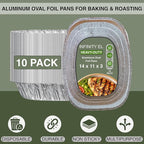 INFINITY EL Large Disposable Oval Aluminum Pans 10 Pack | Deep Disposable Baking Pan | Heavy Duty Oval Aluminum Roasting pan for Chafing, Turkey, Lasagna, Thanksgiving, Christmas, Parties & Meal Prep